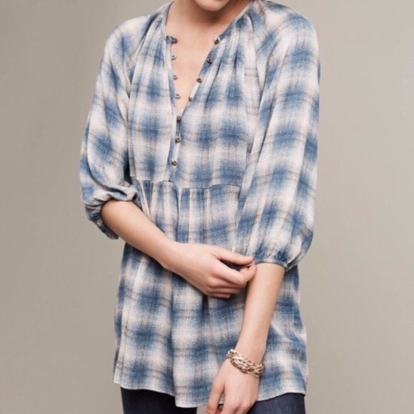 Anthropologie Tops - Anthropologie Maeve Cavalon Plaid Check Tunic XS